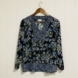 J. Jill sheer floral button up top size SP